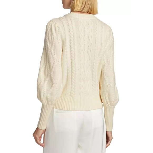 NEW Generation Love Size L,  Womens Rylan Merino Wool Cable-Knit Sweater - Cream - Picture 5 of 7